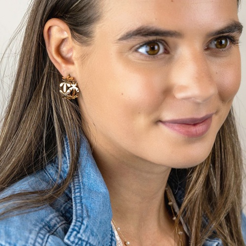 Golden Simple Daisy Chain Hoop Earrings by Peace of Mind